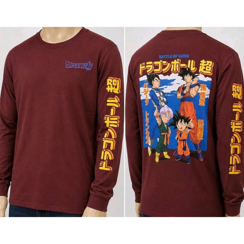 Mens Dragon Ball Super Battle of Gods Long Sleeve Graphic T Shirt XL Anime Goku